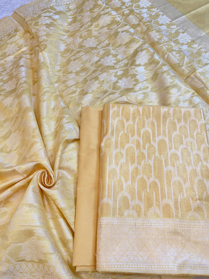 Yellow Cotton Blend Resham Stripe Banarasi Suit 50IM_PVC9