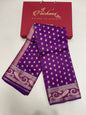 Regal Elegance: Faishana's Pure Silk Handloom Purple Chiniya Silk with Gold Zari Booti Tilfi Anchal and Tilfi Zari Border Paired with Exquisite Purple Blouse Piece