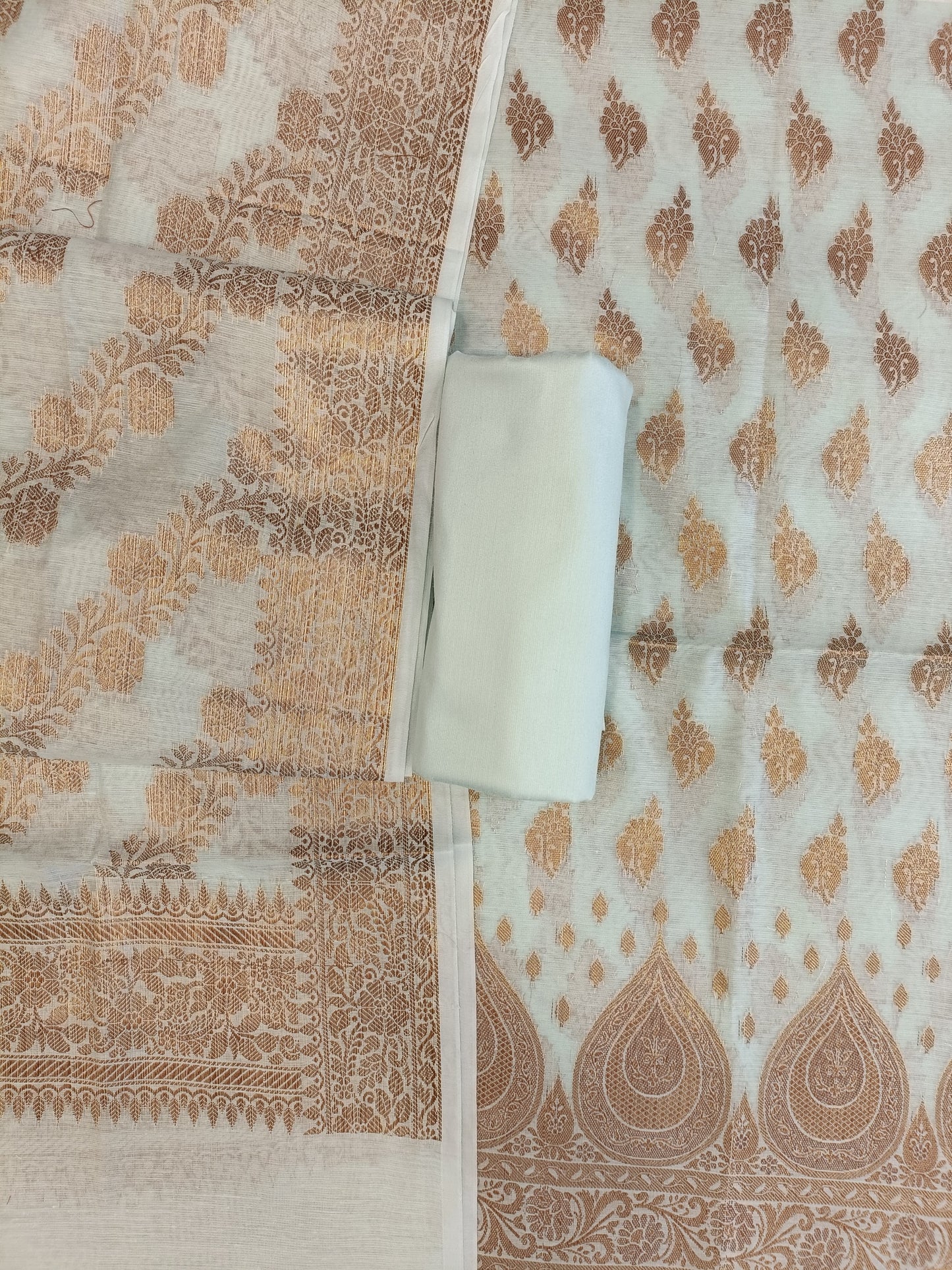 Light Blue Cotton Alfi Zari Booti Banarasi 3 pcs Suit Set 525IM_CTN13