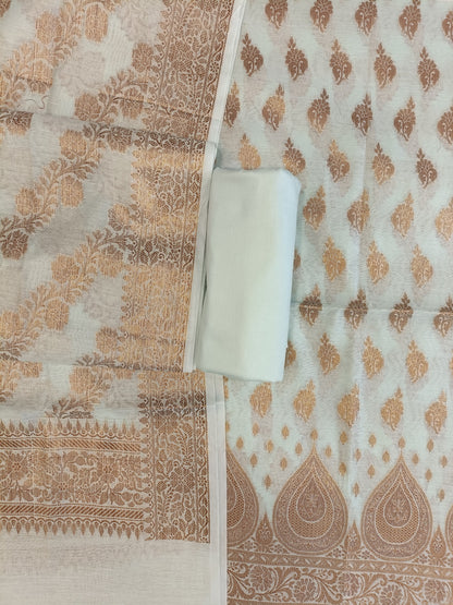 Light Blue Cotton Alfi Zari Booti Banarasi 3 pcs Suit Set 525IM_CTN13