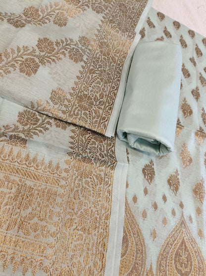 Light Blue Cotton Alfi Zari Booti Banarasi 3 pcs Suit Set 525IM_CTN13