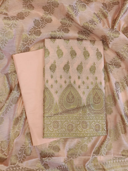 Peach Cotton Alfi Zari Booti Banarasi 3 pcs Suit Set 525IM_CTN15