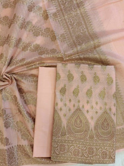 Peach Cotton Alfi Zari Booti Banarasi 3 pcs Suit Set 525IM_CTN15