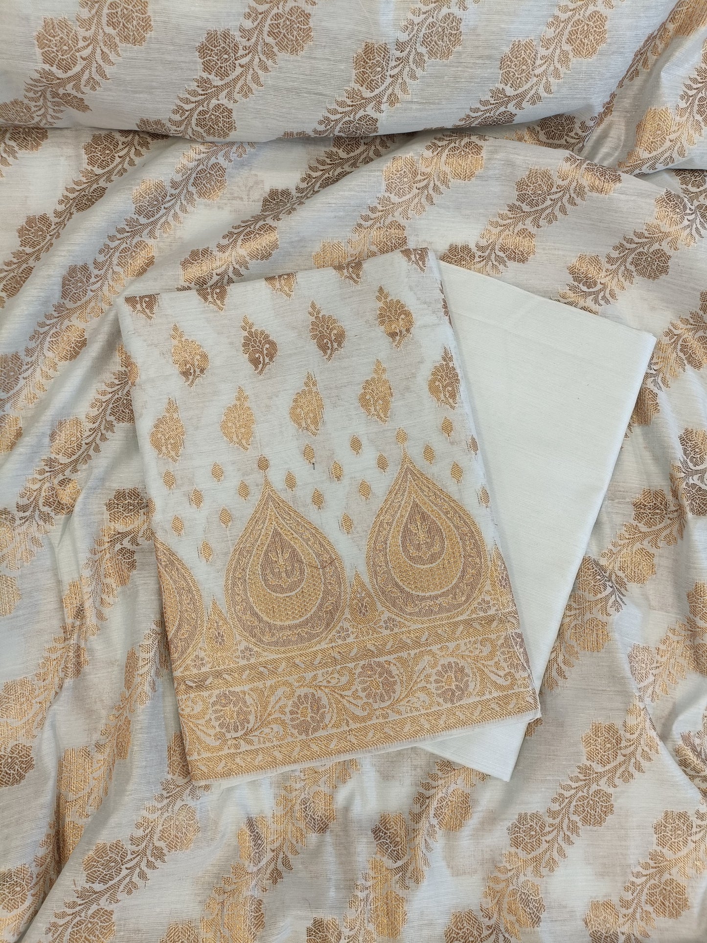 Seagreen Cotton Alfi Zari Booti Banarasi 3 pcs Suit Set 525IM_CTN16