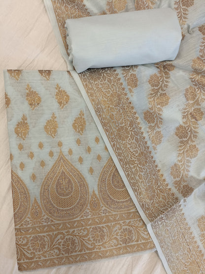 Seagreen Cotton Alfi Zari Booti Banarasi 3 pcs Suit Set 525IM_CTN16