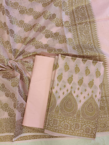 Pink Cotton Alfi Zari Booti Banarasi 3 pcs Suit Set 525IM_CTN17