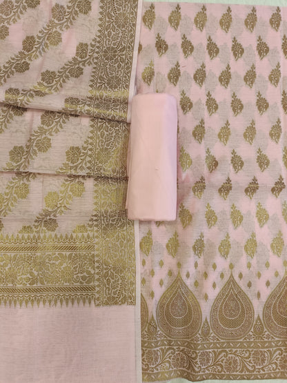 Pink Cotton Alfi Zari Booti Banarasi 3 pcs Suit Set 525IM_CTN17