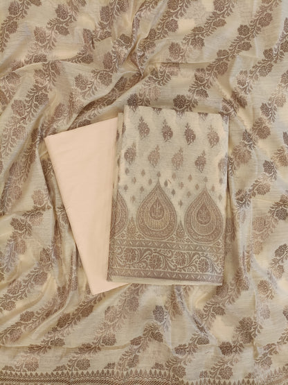 Yellow Cotton Alfi Zari Booti Banarasi 3 pcs Suit Set 525IM_CTN18