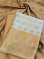 Tussar Cotton Floral Zari Booti with Contrast Mustard Gold Silk Border Banarasi Suit 525IM_CTN2