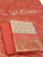 Tussar Cotton Floral Zari Booti with Contrast Red Silk Border Banarasi Suit 525IM_CTN5