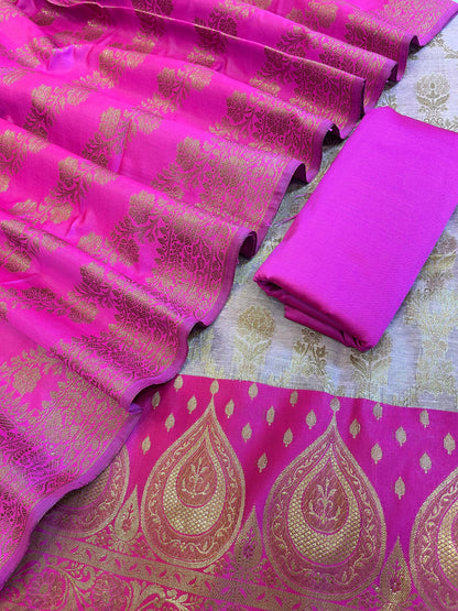 Magenta Cotton Alfi Zari Jaal Contrast Dark Magenta Silk Border Banarasi Suit 55IM_CTN10