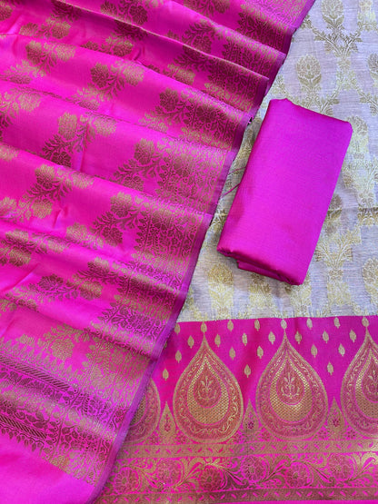 Magenta Cotton Alfi Zari Jaal Contrast Dark Magenta Silk Border Banarasi Suit 55IM_CTN10