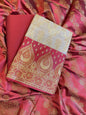 Tussar Cotton Alfi Zari Jaal Contrast Maroon Silk Border Banarasi Suit 55IM_CTN7