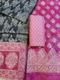 Magenta Cotton Floral Resham Booti Contrast Black Dupatta Banarasi Suit 600AJ_PJS13