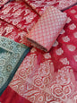 Red Cotton Floral Resham Booti Contrast Darkgreen Dupatta Banarasi Suit 600AJ_PJS15