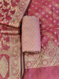 Light Red Cotton Floral Resham Aada Stripe Banarasi Suit 600AJ_PJS19