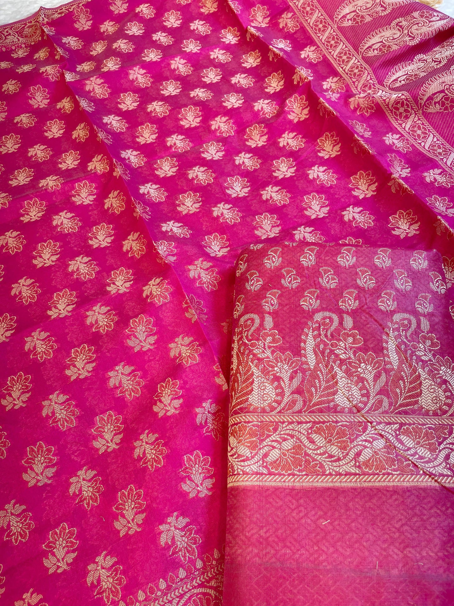 Magenta Cotton Alfi Resham with Floral Booti Dupatta Banarasi Suit 600AJ_PJS1