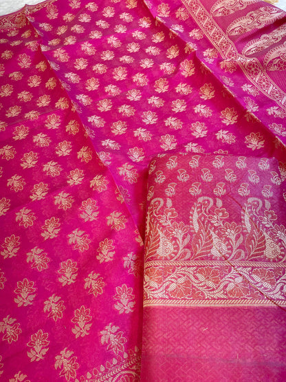 Magenta Cotton Alfi Resham with Floral Booti Dupatta Banarasi Suit 600AJ_PJS1