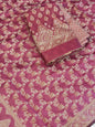 Magenta Cotton Floral Resham Aada Stripe Banarasi Suit 600AJ_PJS23