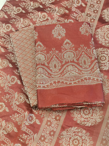 Light Red Cotton Floral Resham Boota Banarasi Suit with Resham Jaal Dupatta Banarasi Suit 600AJ_PJS26