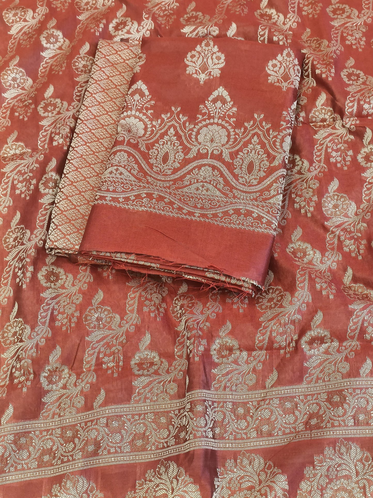 Light Red Cotton Floral Resham Boota Banarasi Suit with Resham Jaal Dupatta Banarasi Suit 600AJ_PJS26