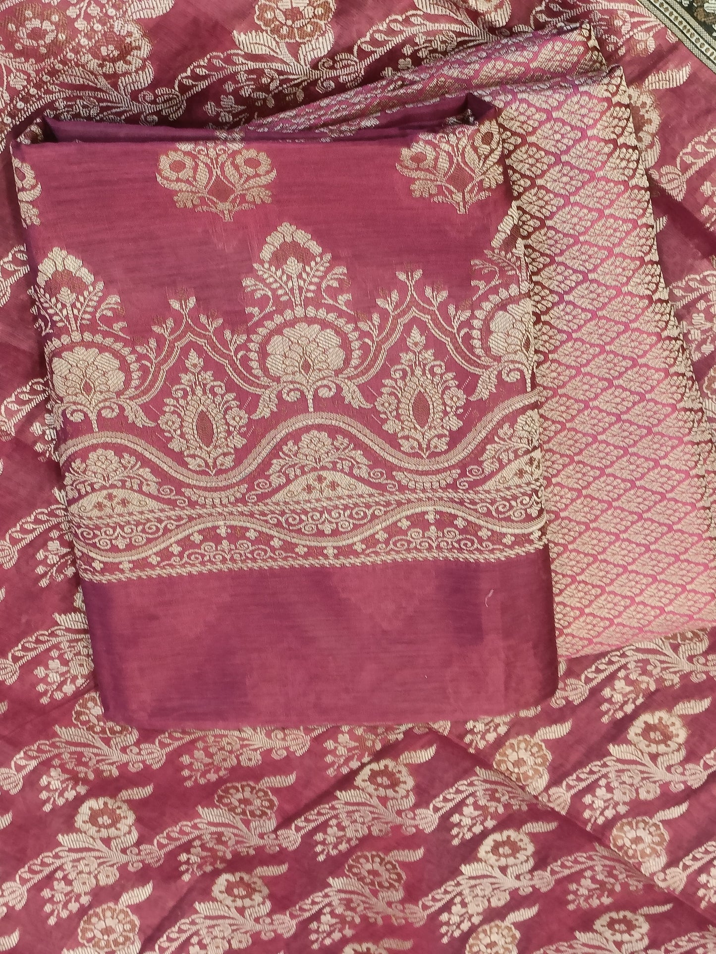 Magenta Cotton Floral Resham Boota Banarasi Suit with Resham Jaal Dupatta Banarasi Suit 600AJ_PJS28