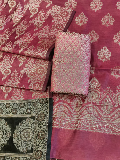 Magenta Cotton Floral Resham Boota Banarasi Suit with Resham Jaal Dupatta Banarasi Suit 600AJ_PJS28