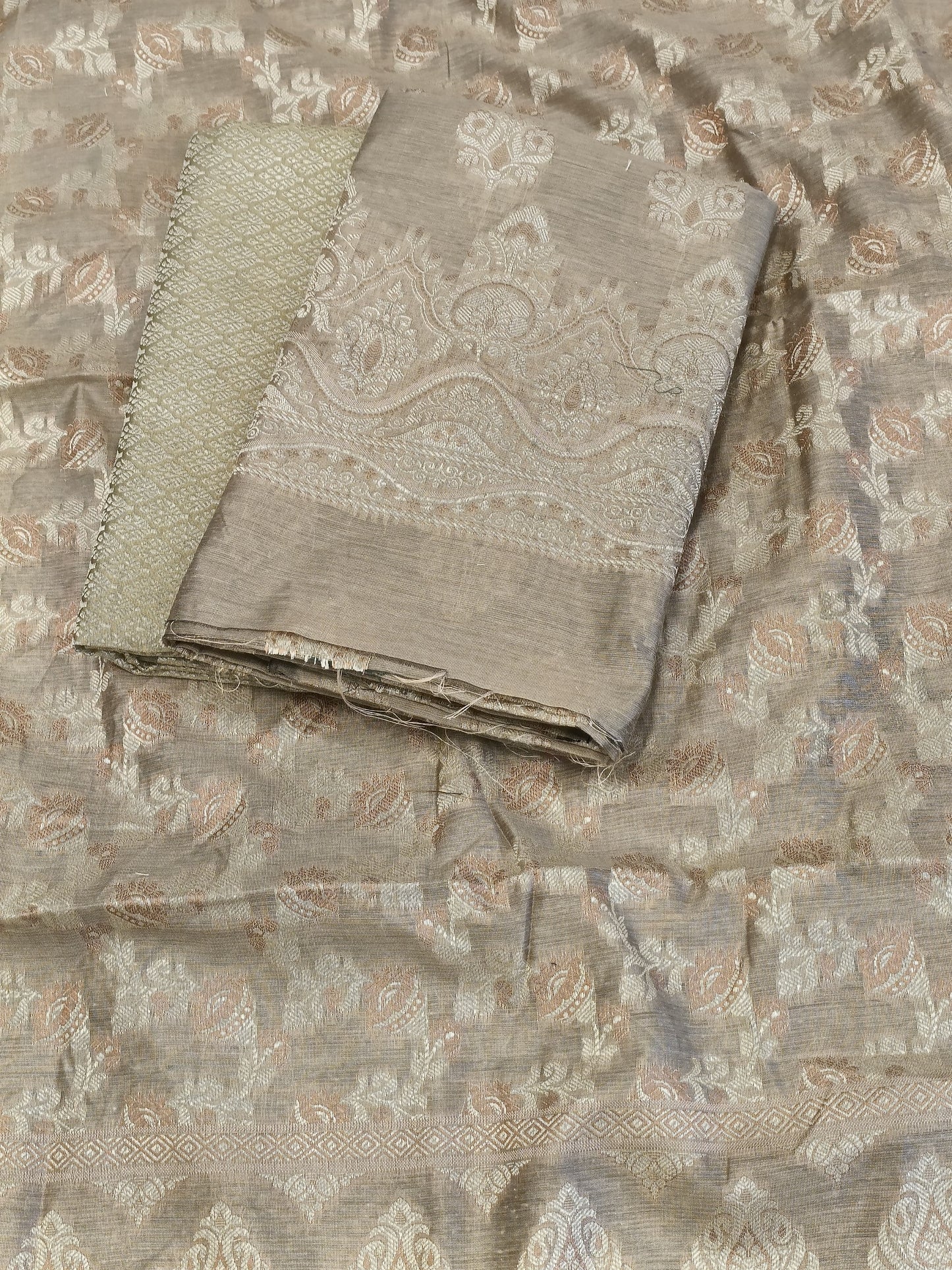 Beige Cotton Floral Resham Boota Banarasi Suit with Resham Jaal Dupatta Banarasi Suit 600AJ_PJS29