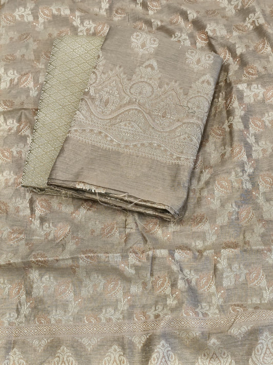 Beige Cotton Floral Resham Boota Banarasi Suit with Resham Jaal Dupatta Banarasi Suit 600AJ_PJS29