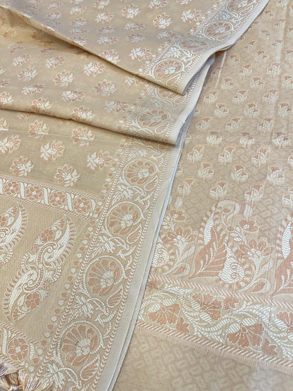 Beige Cotton Alfi Resham with Floral Booti Dupatta Banarasi Suit 600AJ_PJS2