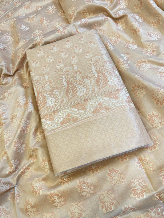 Beige Cotton Alfi Resham with Floral Booti Dupatta Banarasi Suit 600AJ_PJS2