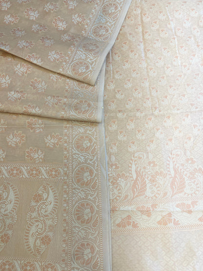 Beige Cotton Alfi Resham with Floral Booti Dupatta Banarasi Suit 600AJ_PJS2
