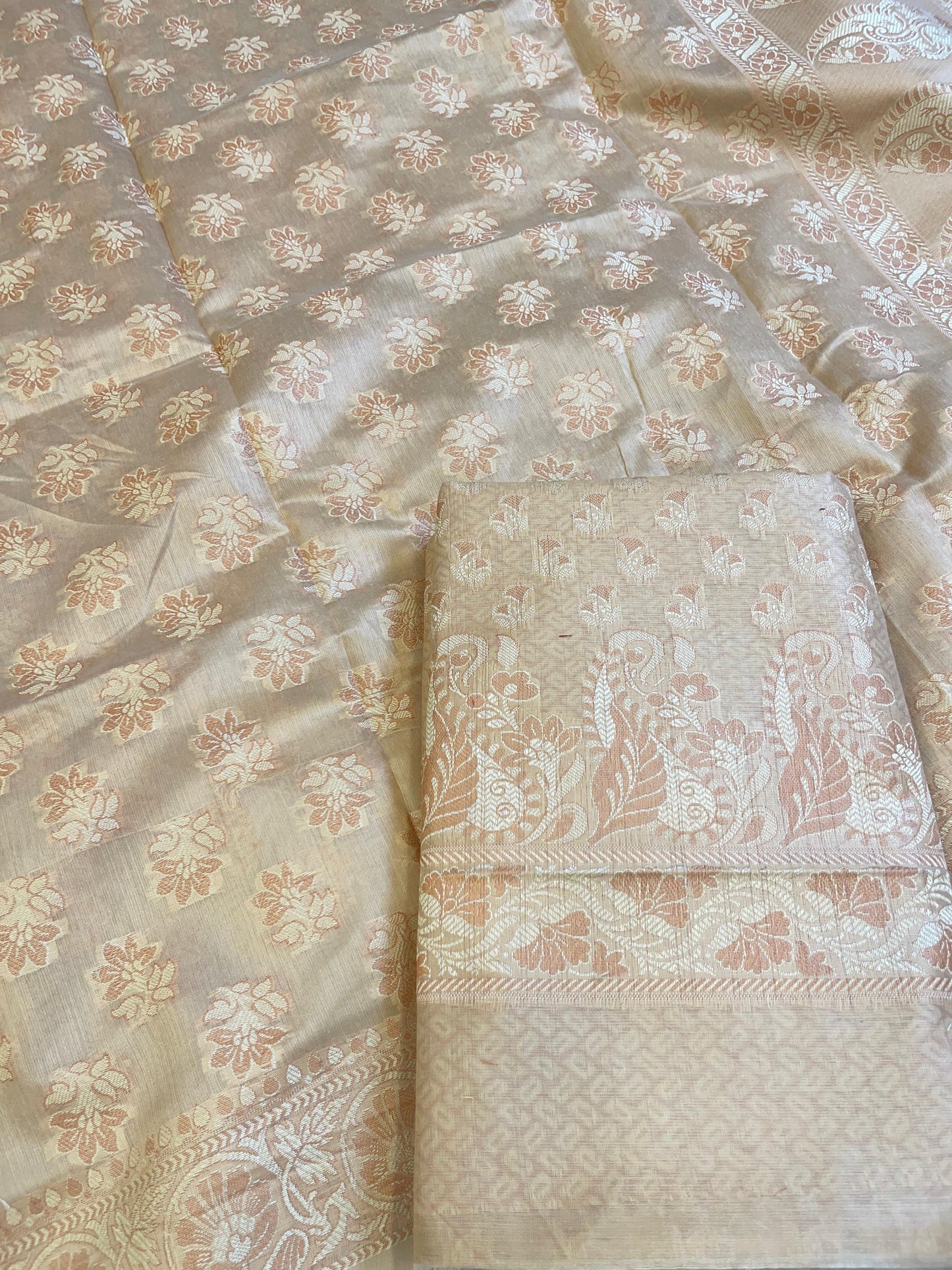 Beige Cotton Alfi Resham with Floral Booti Dupatta Banarasi Suit 600AJ_PJS2