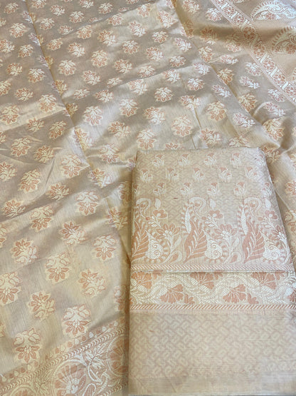 Beige Cotton Alfi Resham with Floral Booti Dupatta Banarasi Suit 600AJ_PJS2
