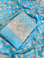 Light Blue Cotton Alfi Resham with Floral Booti Dupatta Banarasi Suit 600AJ_PJS3