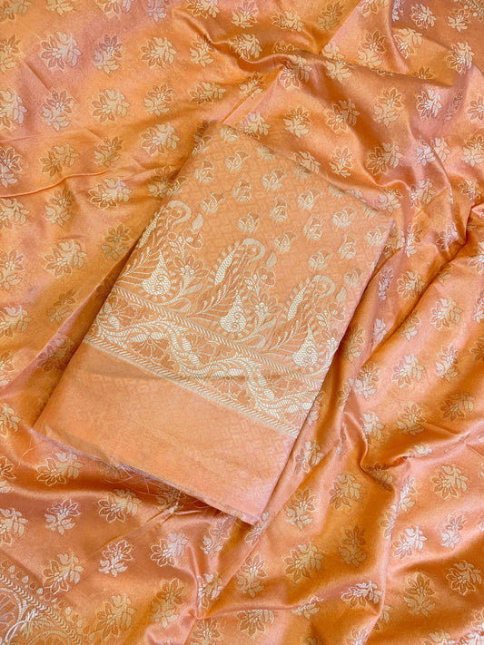 Orange Cotton Alfi Resham with Floral Booti Dupatta Banarasi Suit 600AJ_PJS4