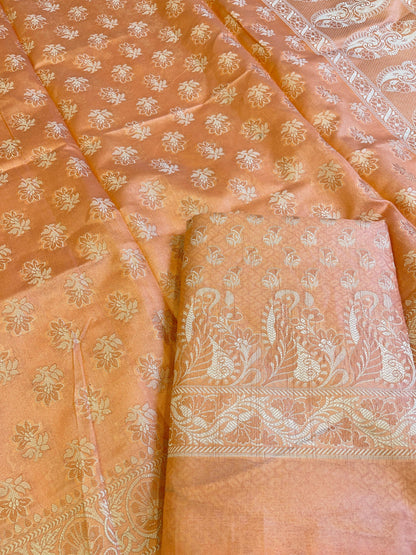 Orange Cotton Alfi Resham with Floral Booti Dupatta Banarasi Suit 600AJ_PJS4