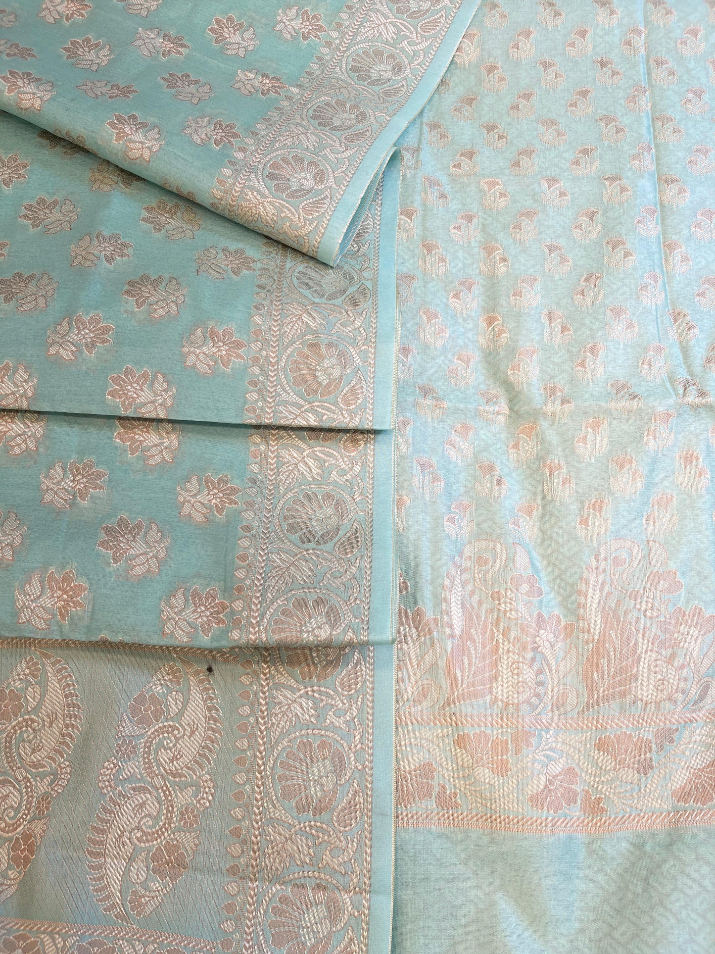 Seagreen Cotton Alfi Resham with Floral Booti Dupatta Banarasi Suit 600AJ_PJS5