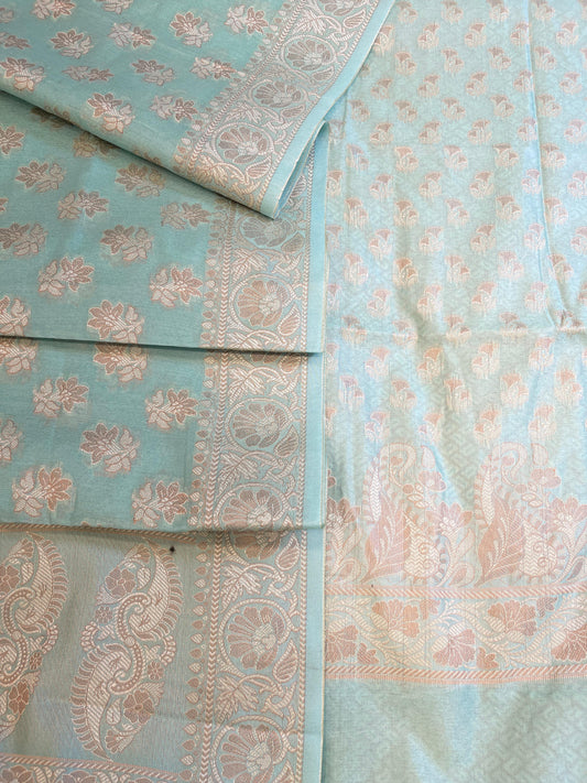 Seagreen Cotton Alfi Resham with Floral Booti Dupatta Banarasi Suit 600AJ_PJS5
