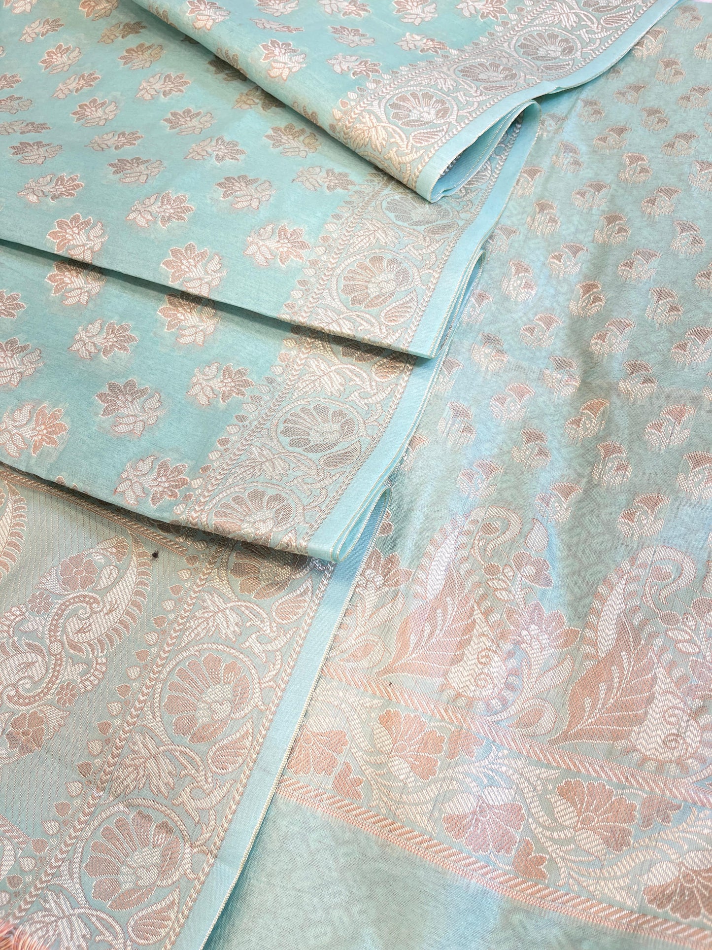 Seagreen Cotton Alfi Resham with Floral Booti Dupatta Banarasi Suit 600AJ_PJS5
