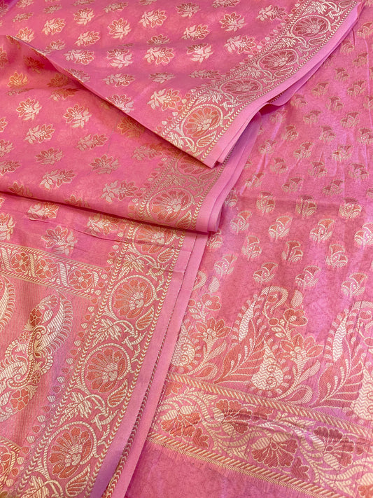 Pink Cotton Alfi Resham with Floral Booti Dupatta Banarasi Suit 600AJ_PJS6