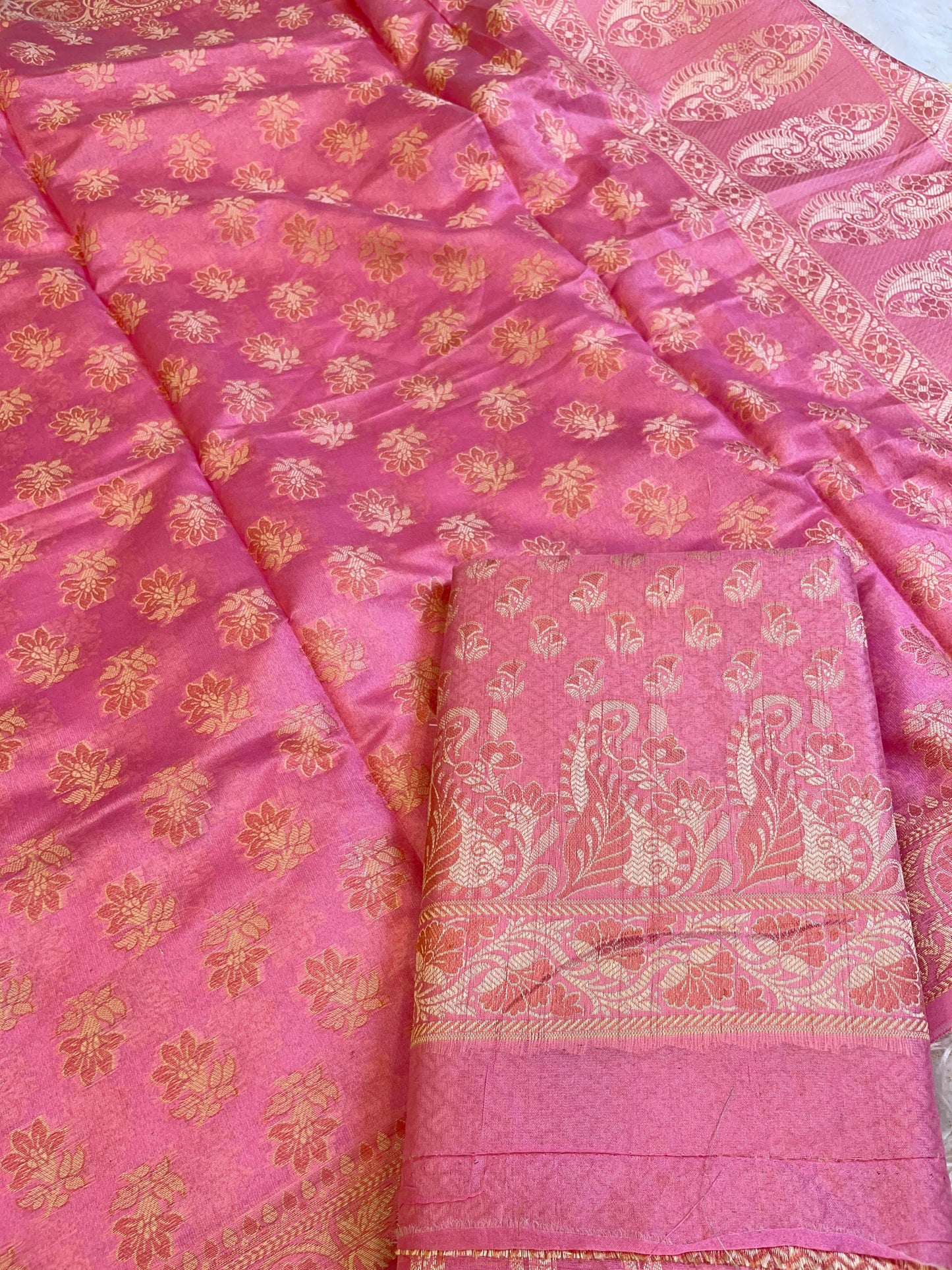Pink Cotton Alfi Resham with Floral Booti Dupatta Banarasi Suit 600AJ_PJS6