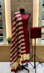 Rich Maroon Cotton Silk Banarasi Suit with Gold Zari Stripe Dupatta 600SKL_CS11