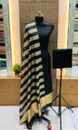 Black Cotton Silk Banarasi Suit with Gold Zari Stripe Dupatta 600SKL_CS13