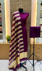 Wine Cotton Silk Banarasi Suit with Gold Zari Stripe Dupatta 600SKL_CS14