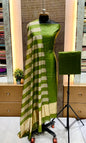 Green Cotton Silk Banarasi Suit with Gold Zari Stripe Dupatta 600SKL_CS15