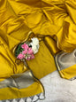 Mustard Gold Cotton Silk Zari Stripe Banarasi Suit with Plain Zari Border Dupatta 600SKL_CS32