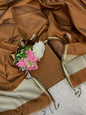 Brown Cotton Silk Zari Stripe Banarasi Suit with Plain Zari Border Dupatta 600SKL_CS34