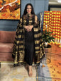 Black Cotton Silk Banarasi Suit with Plain Gold Zari Border & Patta Dupatta 600SKL_CS41
