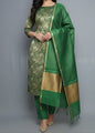 Green Silk Brocade Resham Zari Banarasi Suit with Cotton Stripe Zari Dupatta 600SKL_MB2